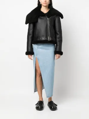 レザージャケット・コート JW ANDERSON Women Outer LJ0042LT0103 685 DARK BROWN Brown High Neck Leather Jacket (LJ0042-LT0103-DARK-BROWN)