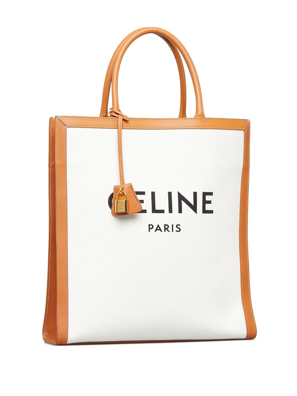 CELINE logo Tote Bag Horizontal Cabas Tote Bag Canvas/Leather White