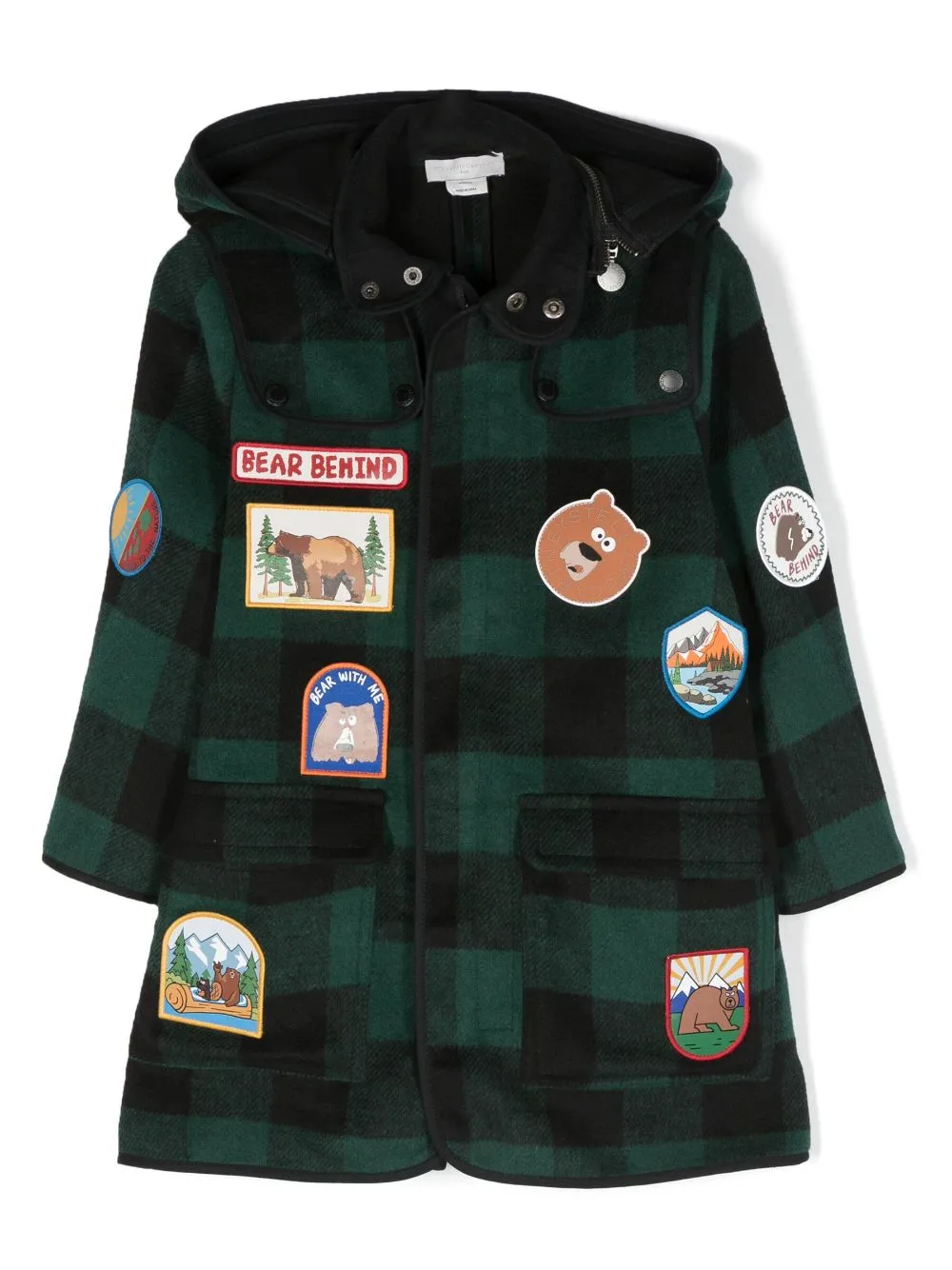 Stella Mccartney Check Print Wool Blend Coat In Green