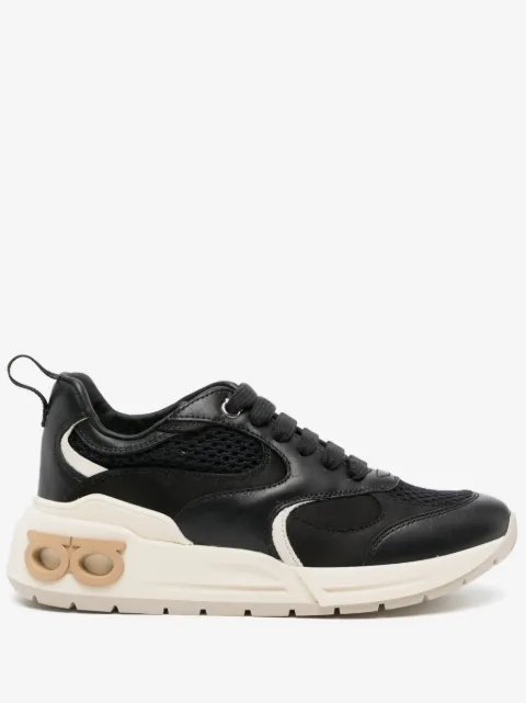 almond-toe panelled leather sneakers