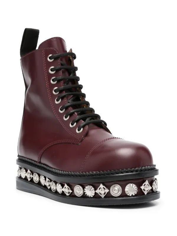 Toga Pulla stud-embellished Leather Boots | Red | FARFETCH