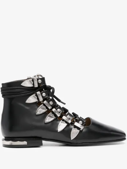 Toga Pulla lace-up leather ankle boots