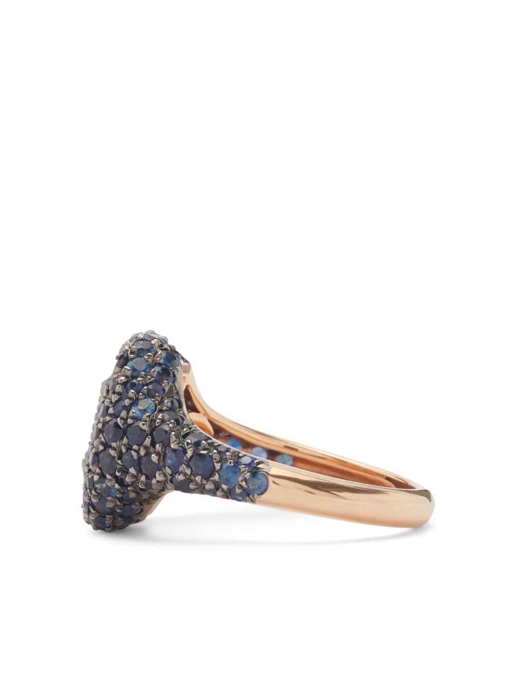 SHAY 18kt rose gold sapphire signet pinky ring - Blauw