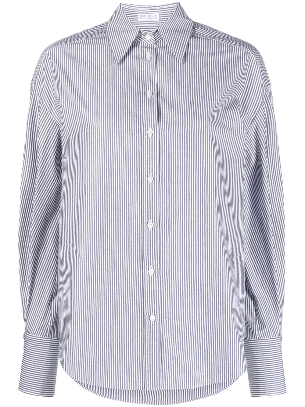 Brunello Cucinelli camisa con estampado de rayas diplomáticas | blanco | Image 1
