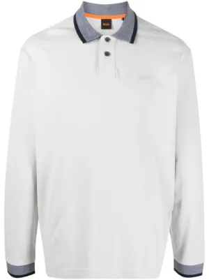 White hugo boss long sleeve polo sale