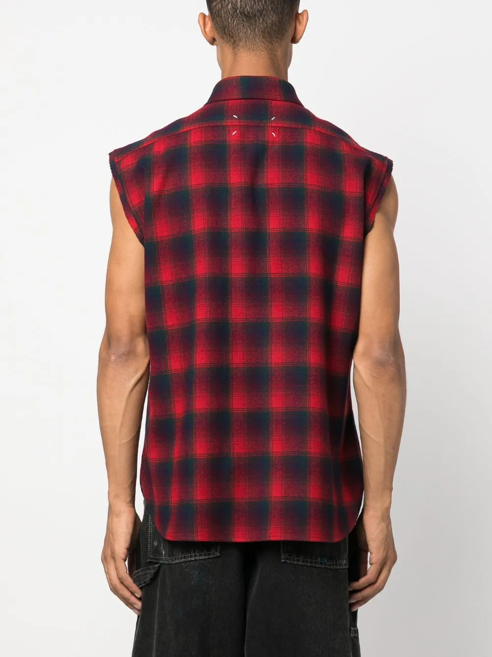 Shop Maison Margiela X Pendleton Checked Sleeveless Shirt In Red