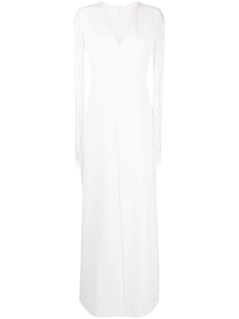 Max Mara V-neck fringed cady dress Women