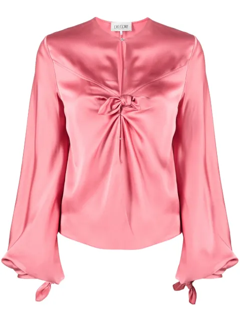 Del Core satin-finish knot-detail blouse