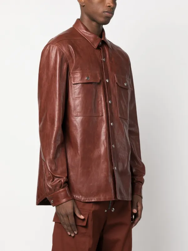 Rick Owens long-sleeved Leather Shirt Jacket - Farfetch