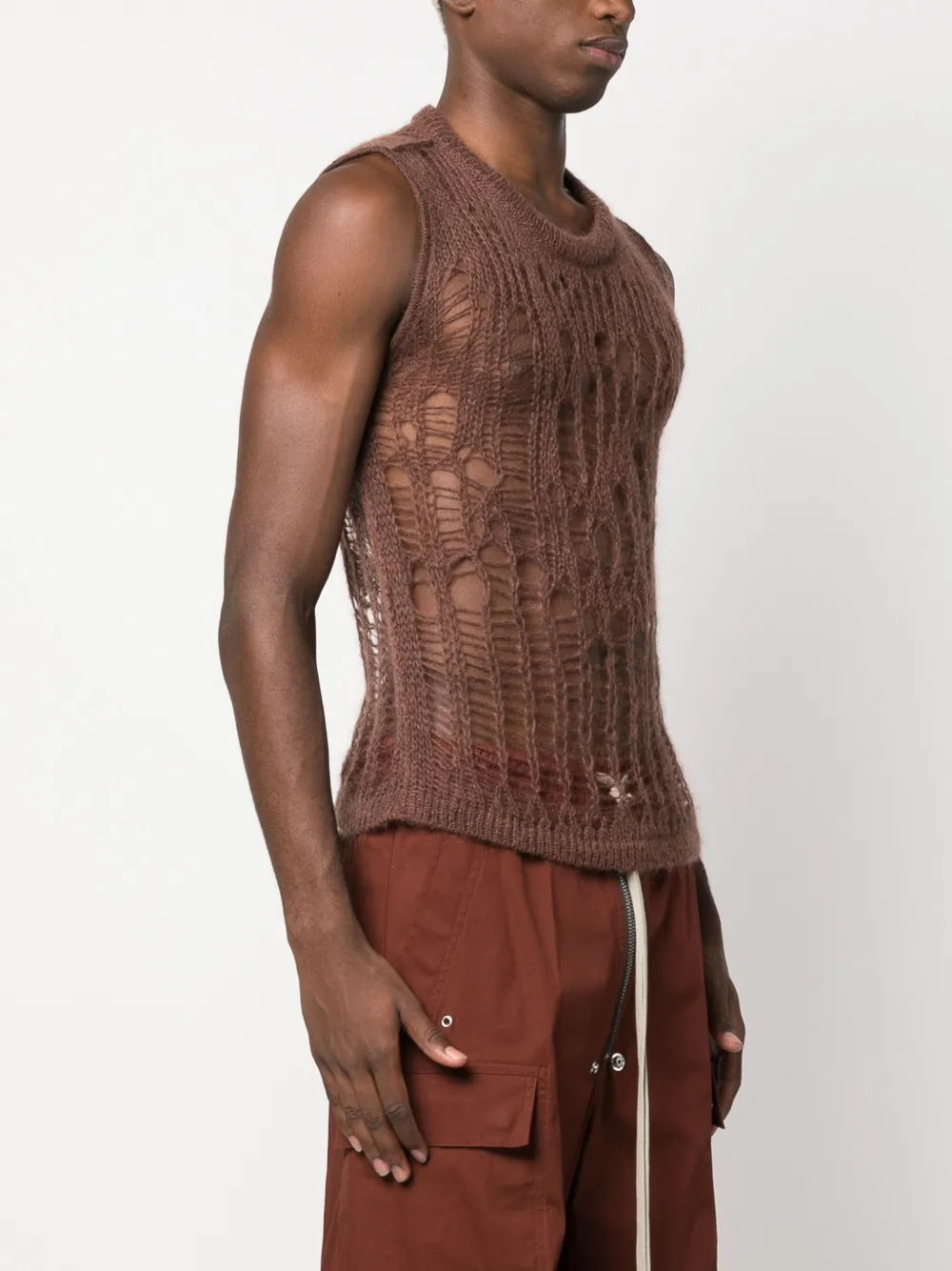 Rick Owens Opengebreide tanktop Bruin