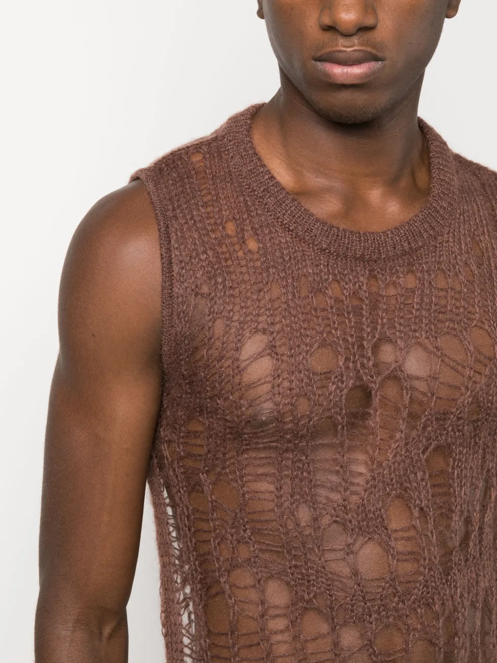 Rick Owens Opengebreide tanktop Bruin