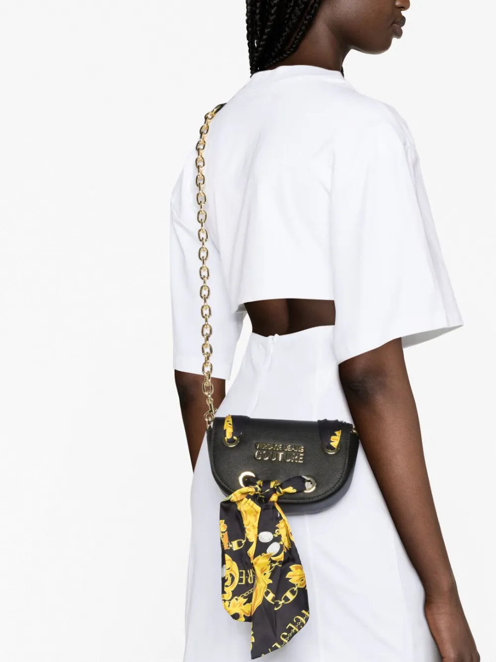 Versace Jeans Couture Logo-plaque Shoulder Bag In Black