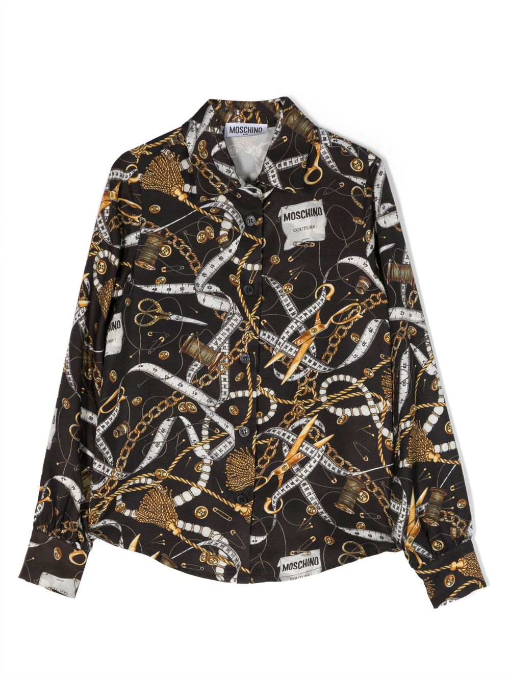 Moschino Kids graphic-print long-sleeve shirt - Black