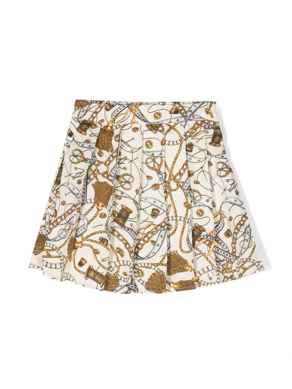 Moschino Kids graphic-print pleated skirt - Neutrals