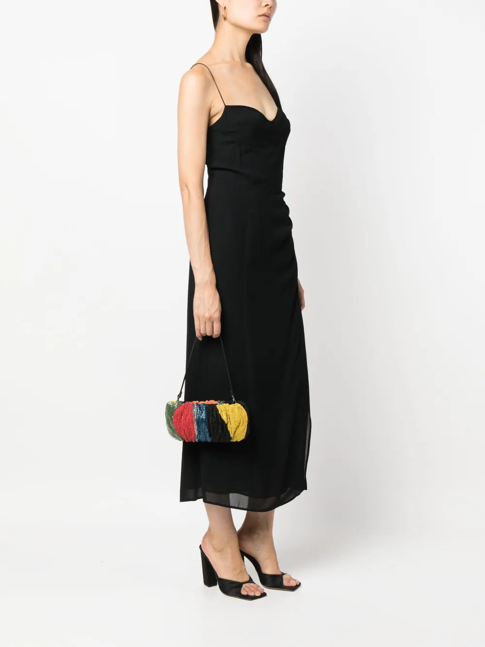 STAUD Bean shopper met kralen - Zwart