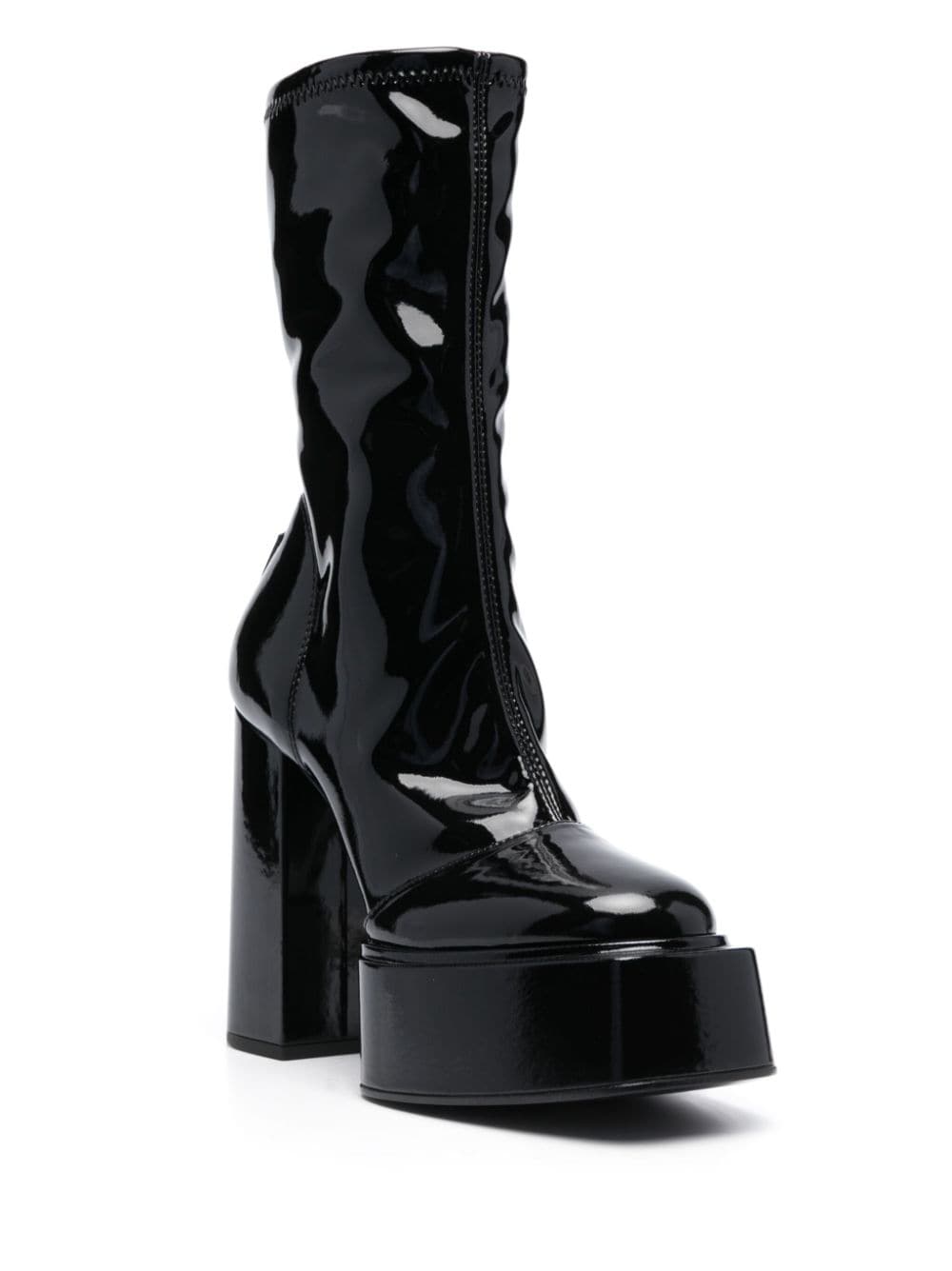 Shop 3juin Mila 140mm Platform Leather Boots In Black