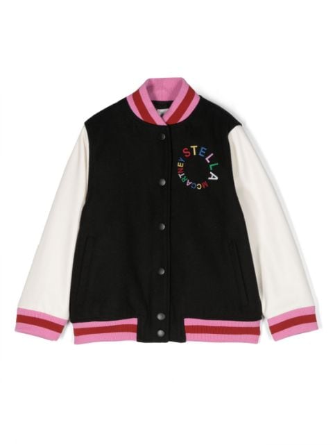 Stella McCartney Kids logo-embroidered bomber jacket