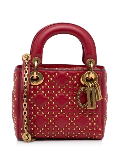 pre-owned mini Cannage Lady Dior studded two-way handbag