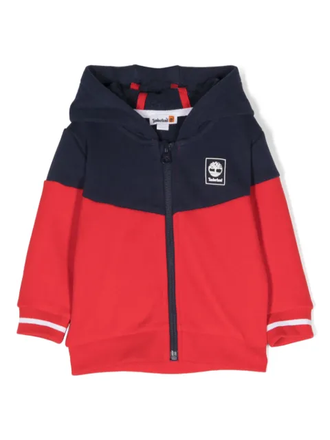 Timberland Kids logo-embroidered terry-cloth cardigan