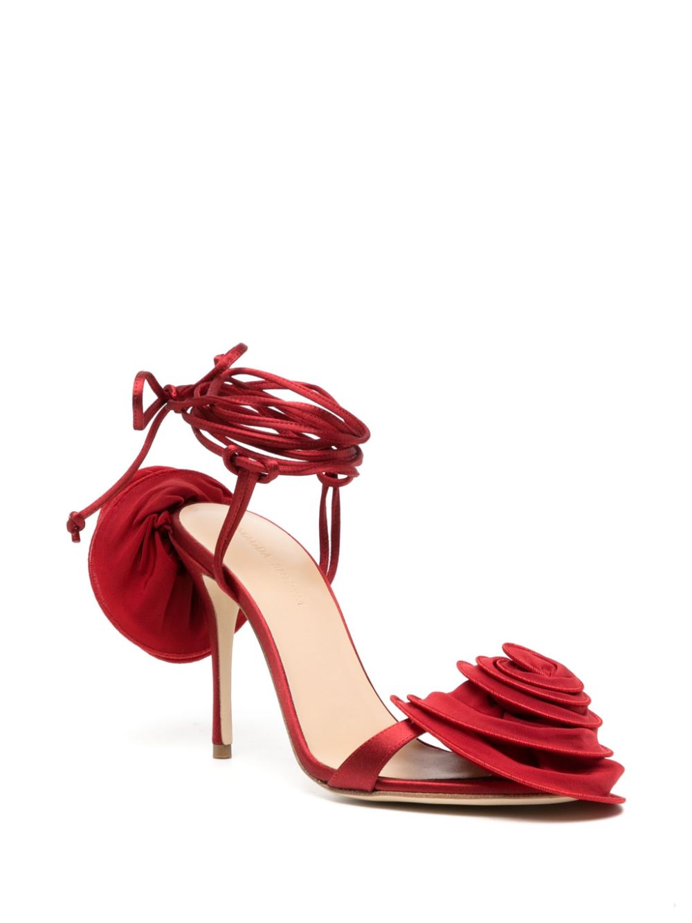 Magda Butrym floral-appliqué silk satin 105mm sandals - Rood