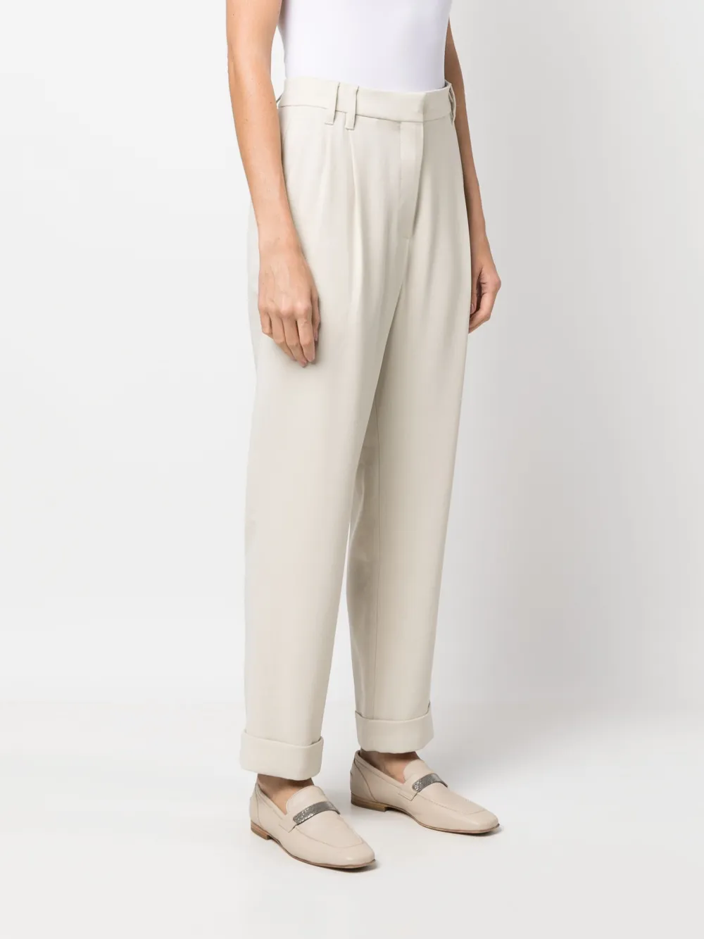Brunello Cucinelli Straight-leg Tailored Pants In Neutrals