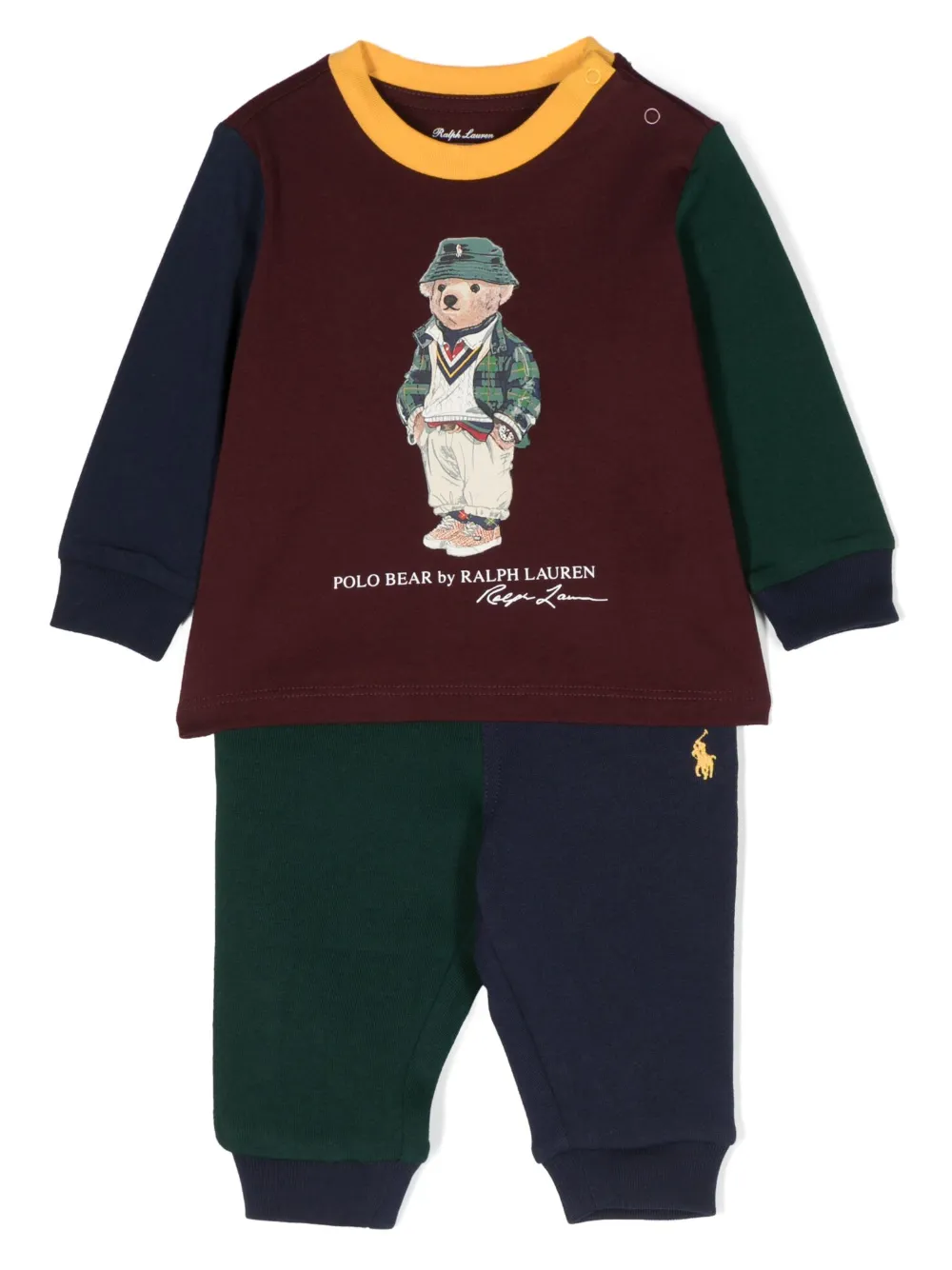 Ralph Lauren Babies' Polo Bear-print Cotton Tracksuit Set In Multicolour