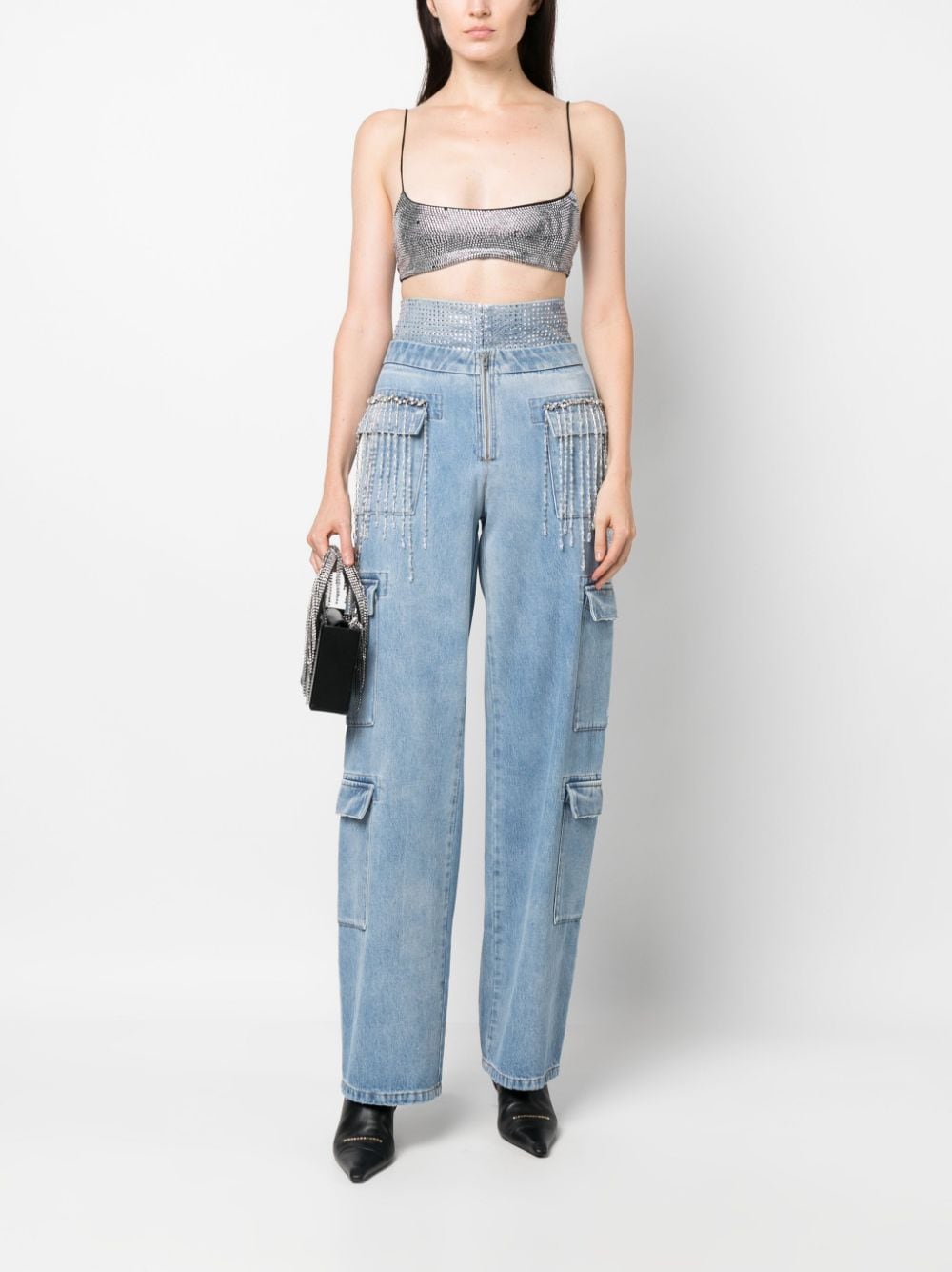 Shop Seen Users Crystal-embellished Straight-leg Jeans In Blue