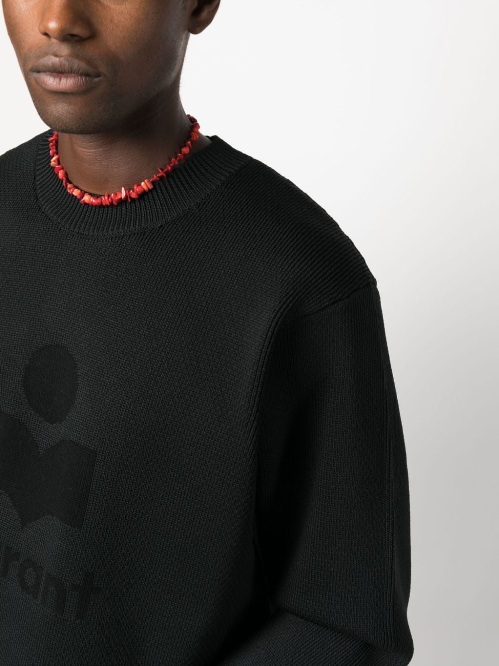 Shop Marant Ribbed-knit Intarsia-logo Sweater In Black