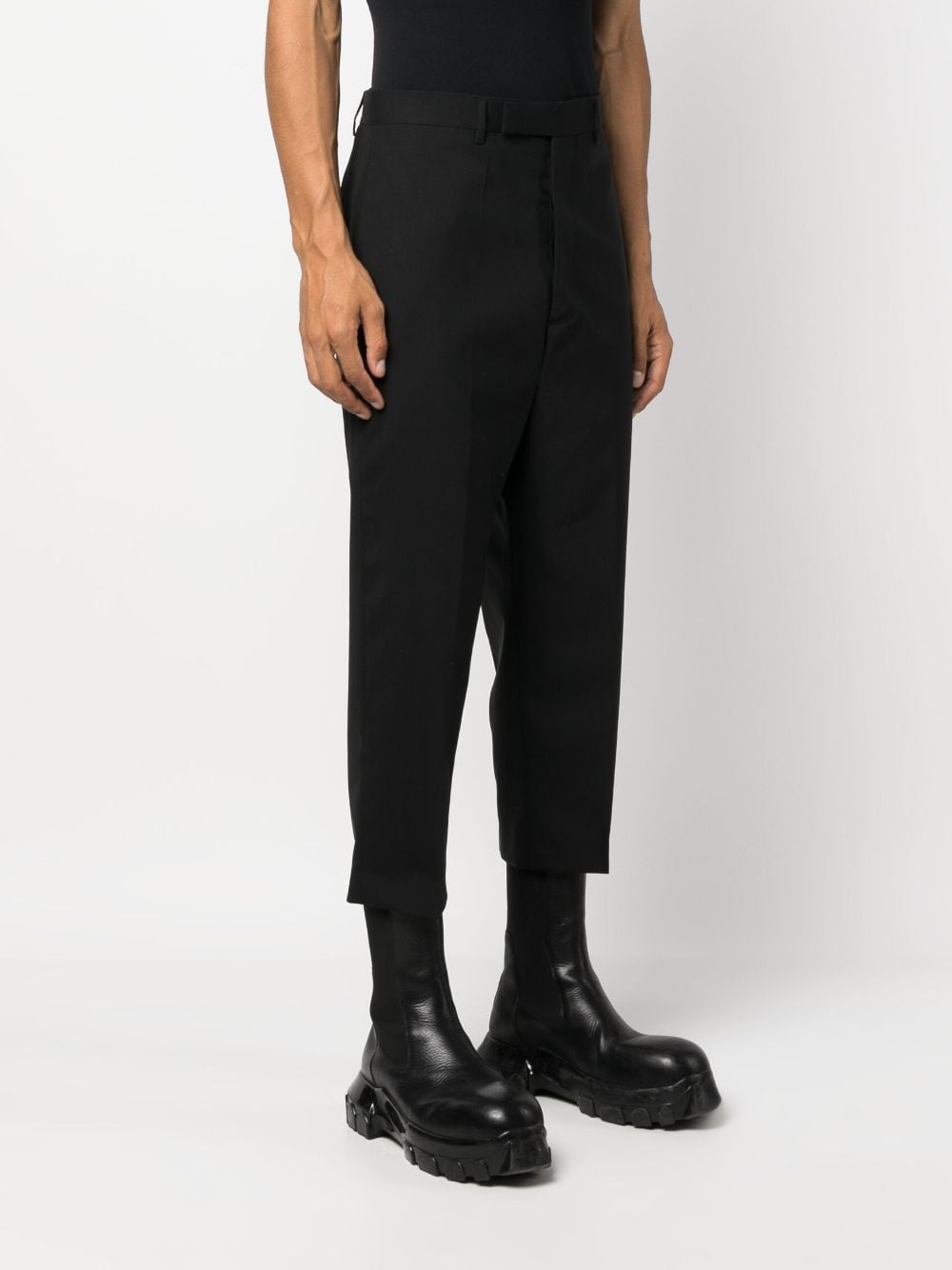 Shop Rick Owens Drop-crotch Cropped Trousers In Black