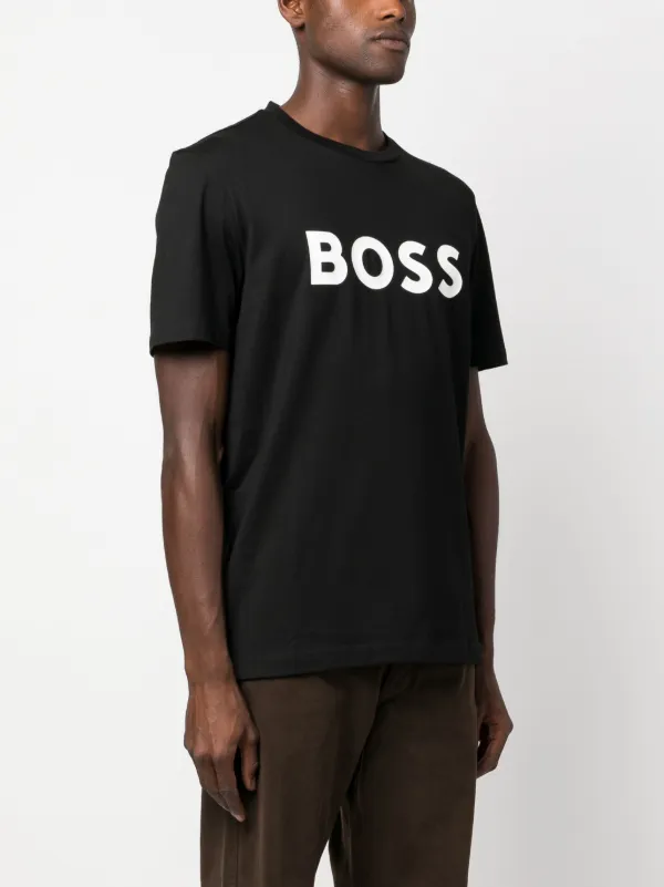 Tシャツ・カットソー BOSS Logo Patch Cotton T-Shirt Black Hugo Boss BLACK Men's Cotton-Jersey Regular Fit Logo Patch T