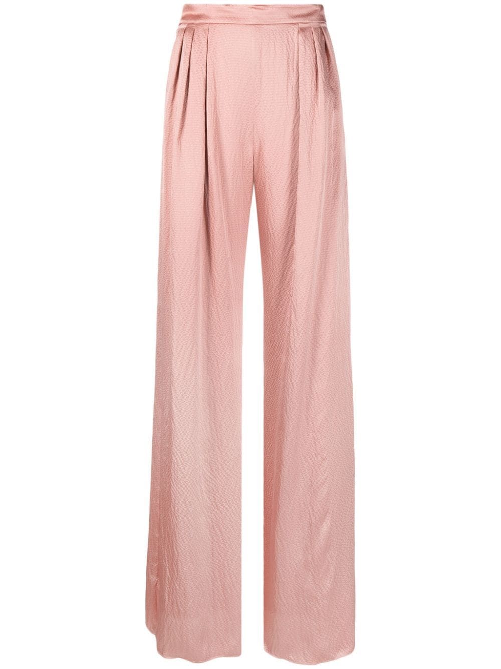 Max Mara Pleated Silk Straight-leg Trousers In Pink