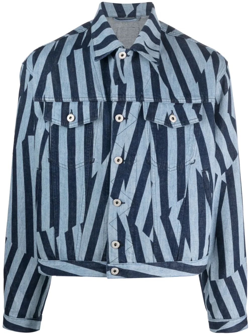 Kenzo Men's Mixed Pinstripe Denim Workwear Jacket