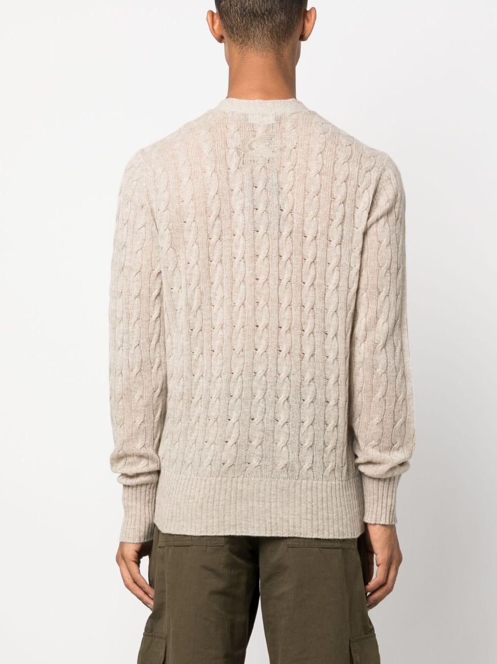 Shop Etro Cable-knit Cashmere Cardigan In Neutrals
