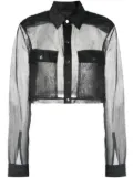 Rick Owens semi-sheered cropped shirt - Black