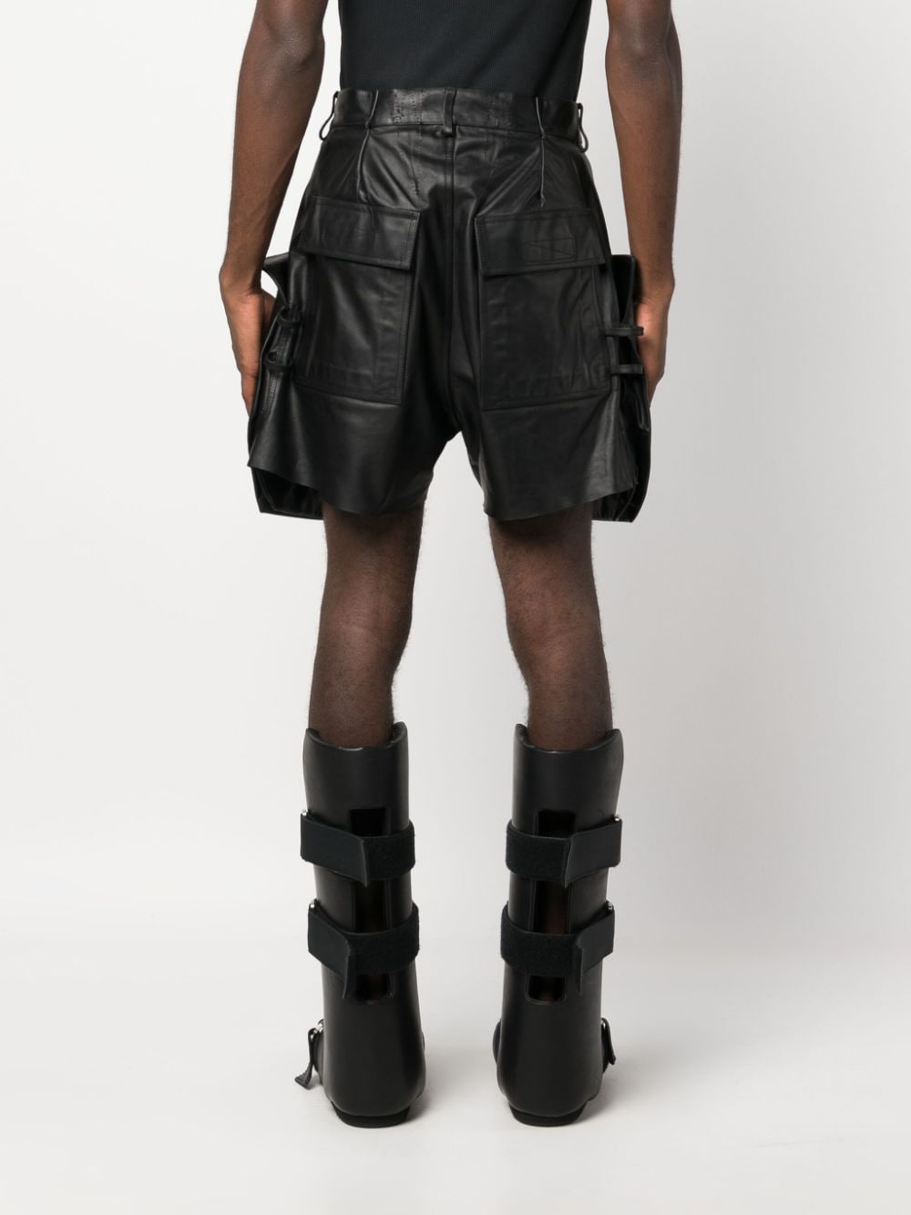Shop Rick Owens Stefan Panelled Cargo Shorts In Black