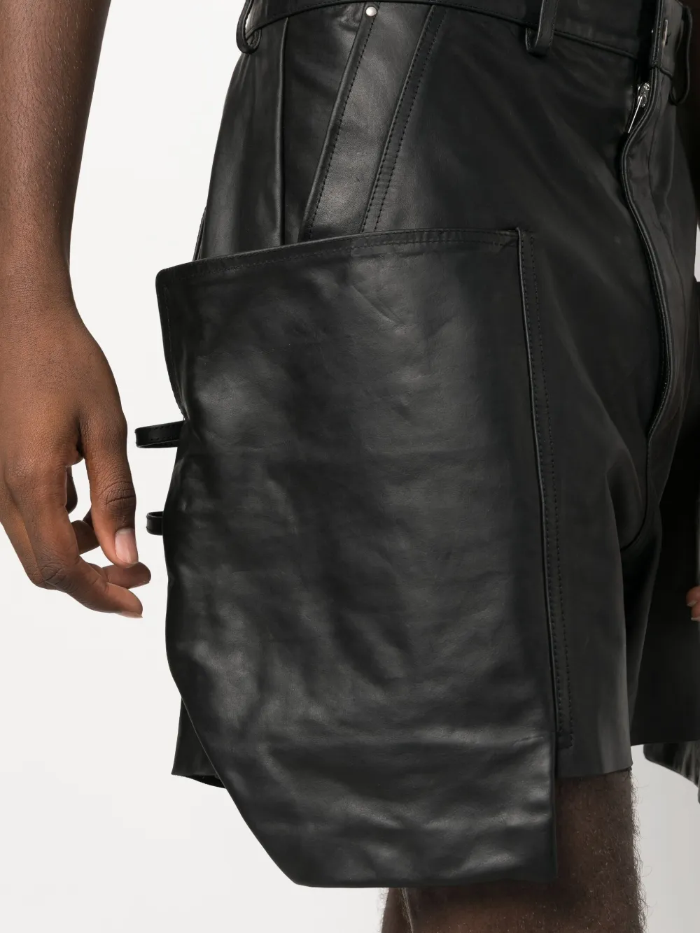 Shop Rick Owens Stefan Panelled Cargo Shorts In Black