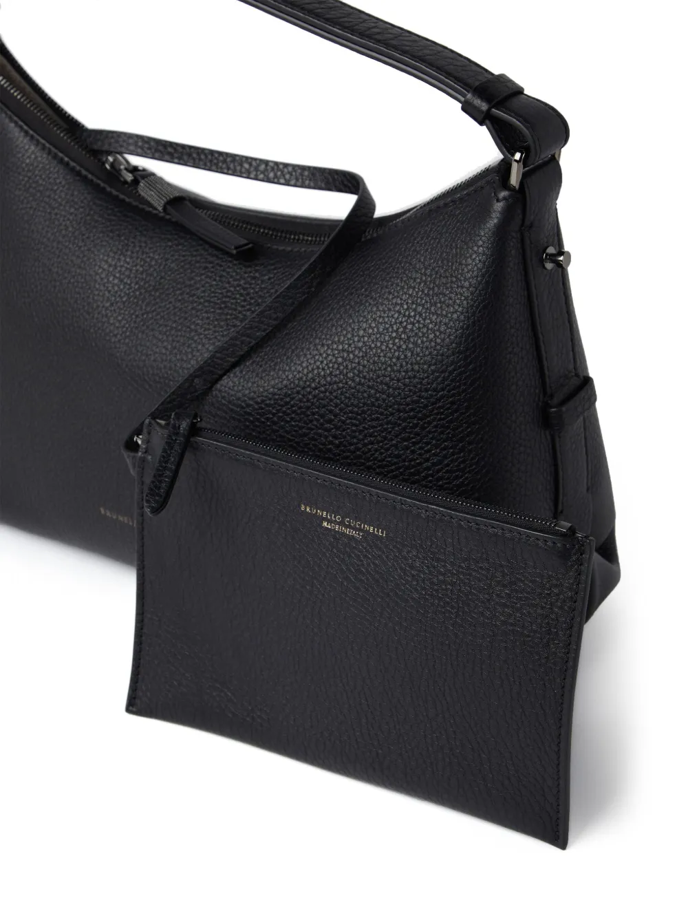 logo-print leather top-handle bag