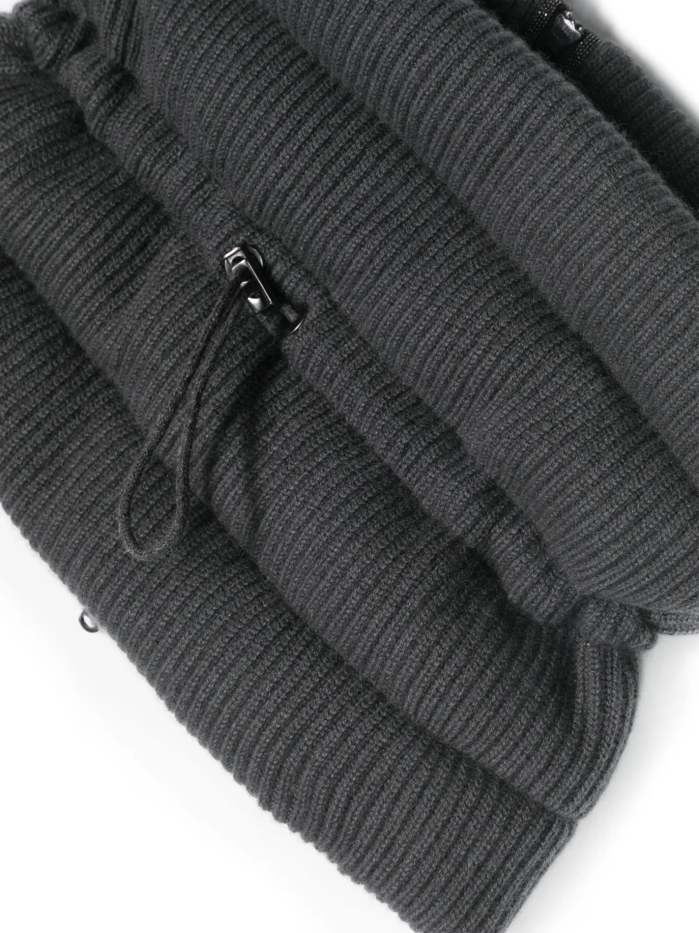 Brunello Cucinelli Padded Cashmere Ribbed Scarf In Grey