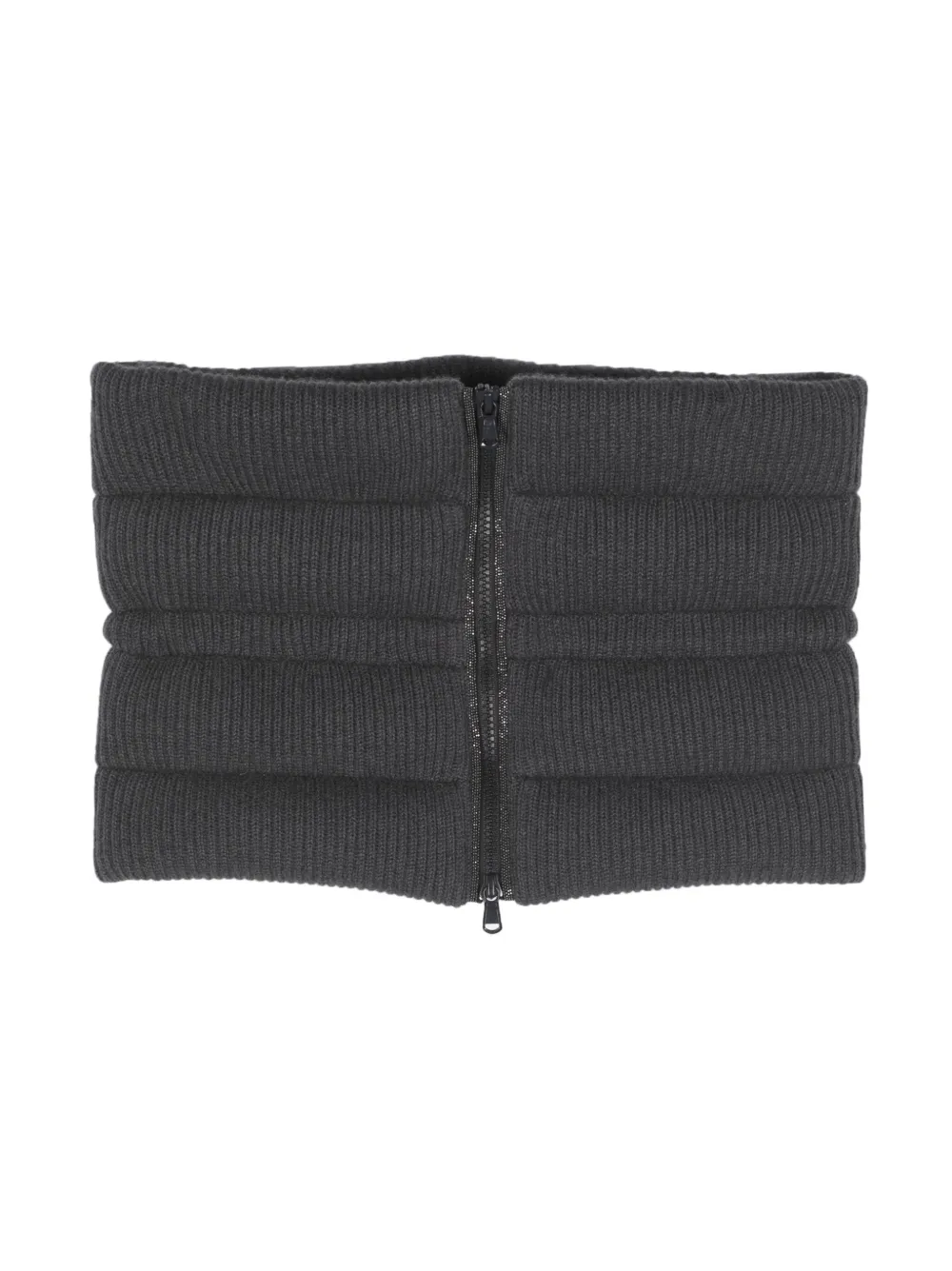 Brunello Cucinelli Padded Cashmere Ribbed Scarf In Grey