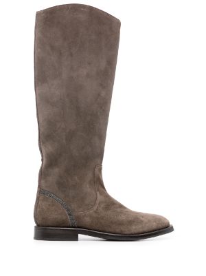 Grey leather cheap boots knee high