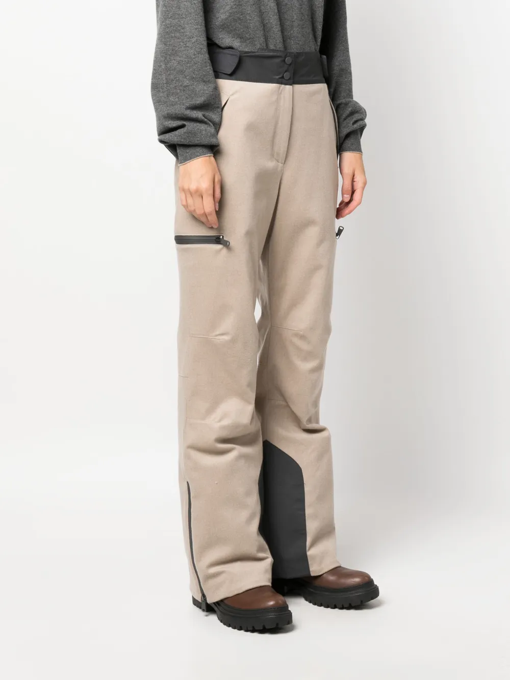 Brunello Cucinelli Colour-block Wool Track Pants In Neutrals