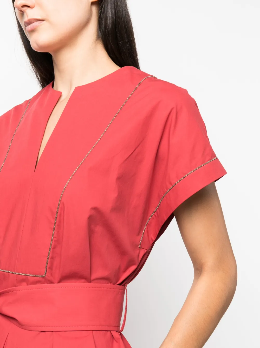 Brunello Cucinelli Jurk met ceintuur Rood