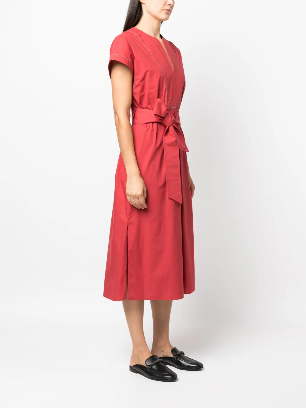 Brunello Cucinelli Jurk met ceintuur Rood