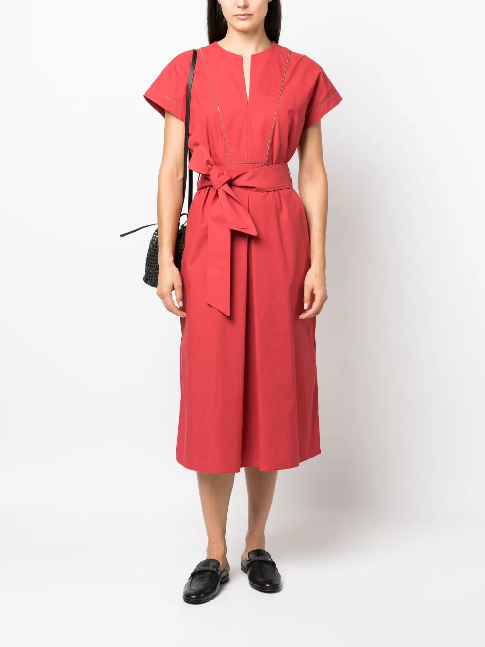 Brunello Cucinelli Jurk met ceintuur - Rood