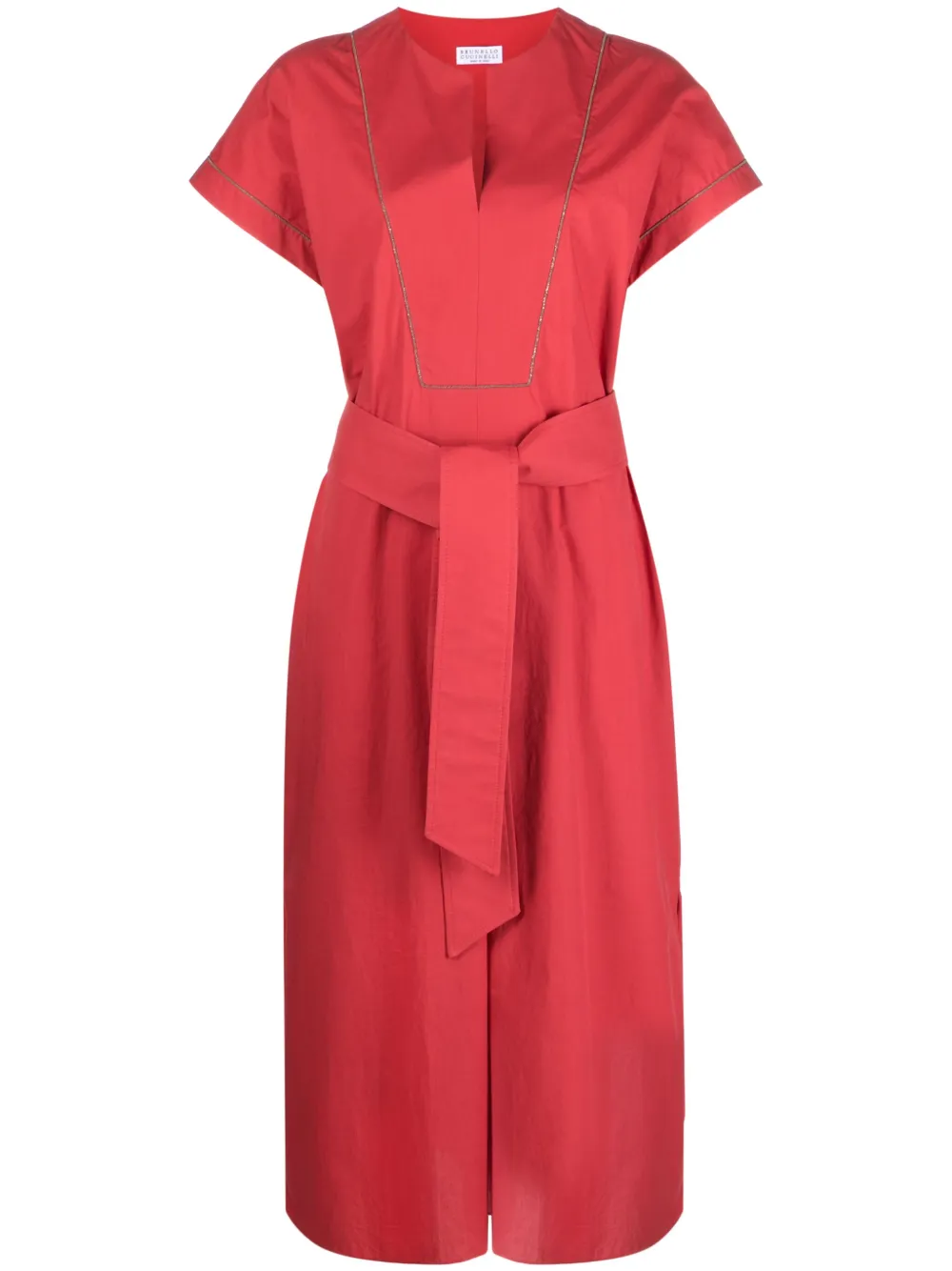 Brunello Cucinelli robe ceinturée à mancherons | rouge | Image 1