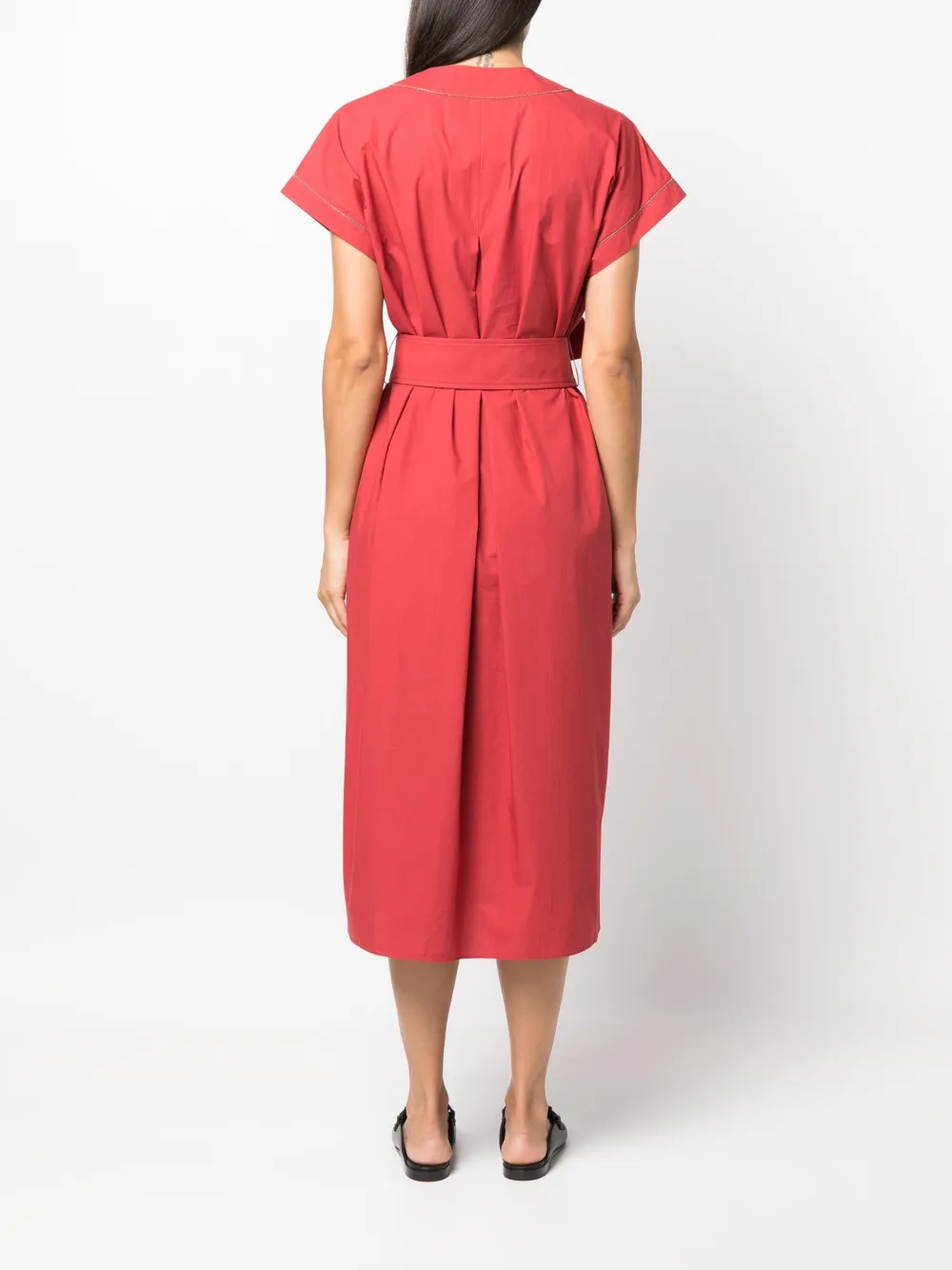 Brunello Cucinelli Jurk met ceintuur Rood