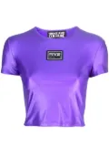 Versace Jeans Couture logo-patch cropped T-shirt - Purple