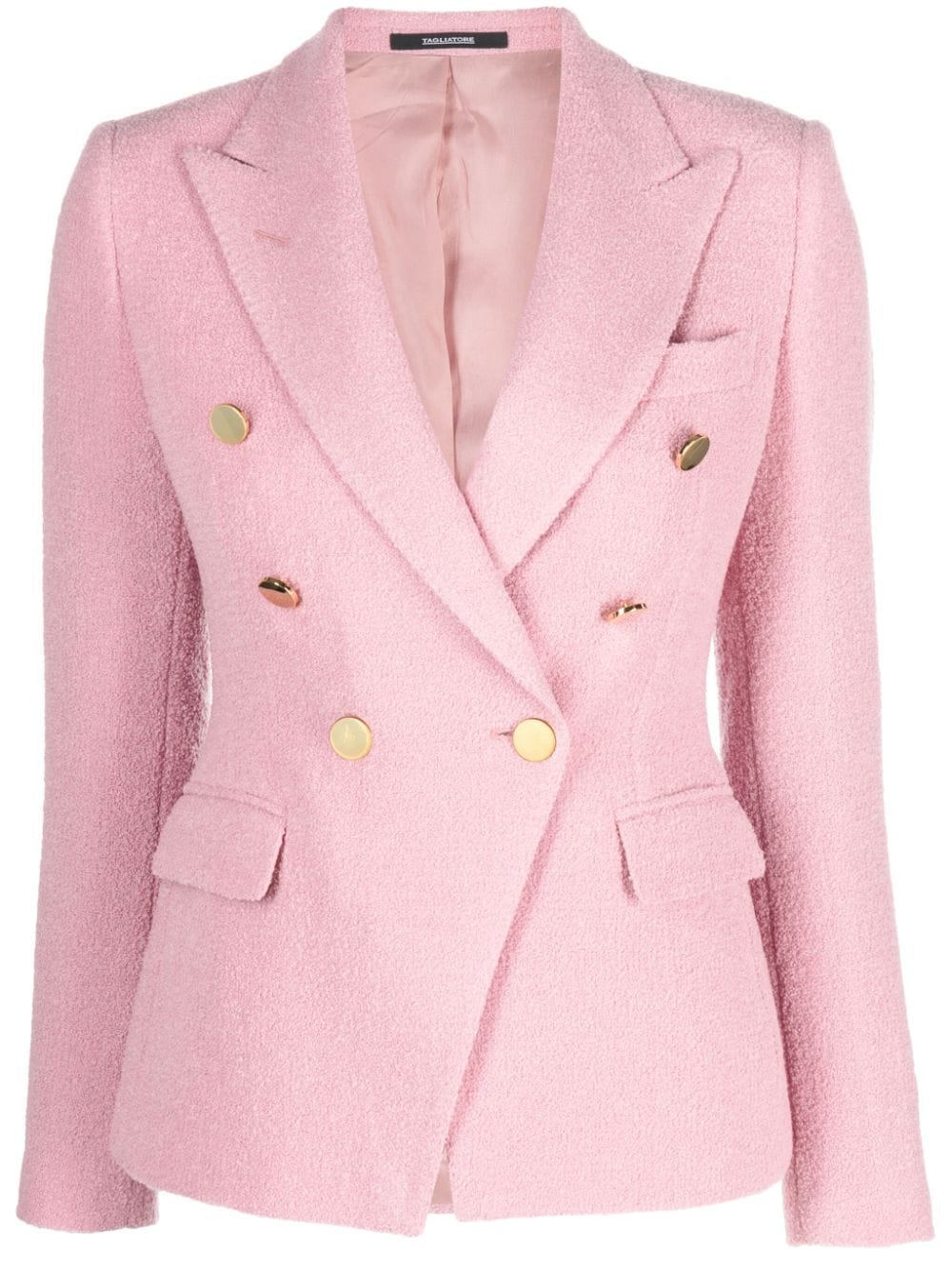 Shop Tagliatore Double-breasted Virgin Wool-blend Blazer In Pink