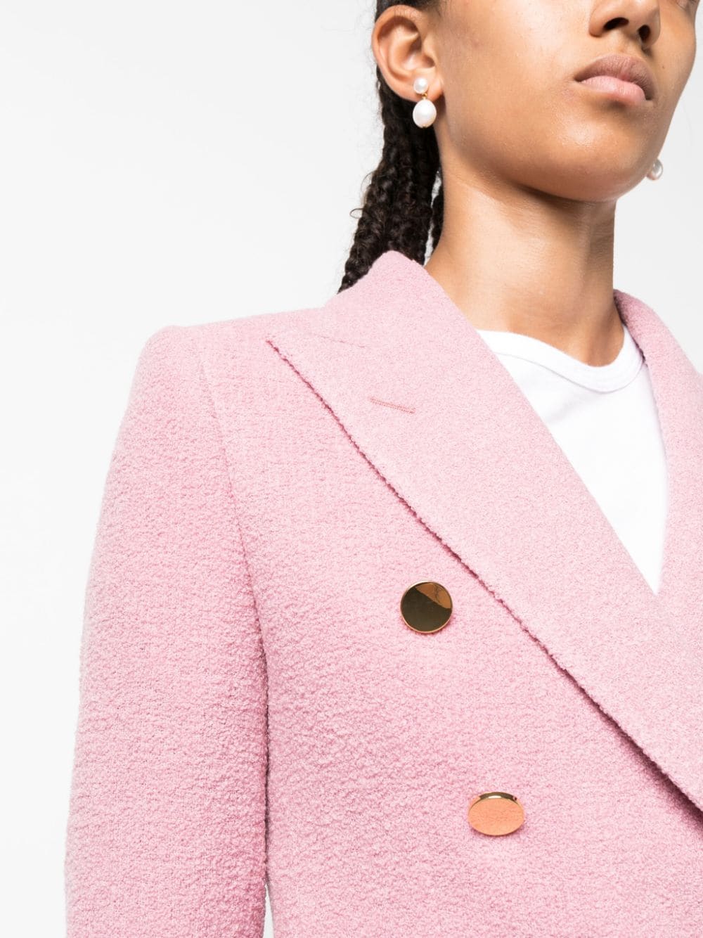 Shop Tagliatore Double-breasted Virgin Wool-blend Blazer In Pink