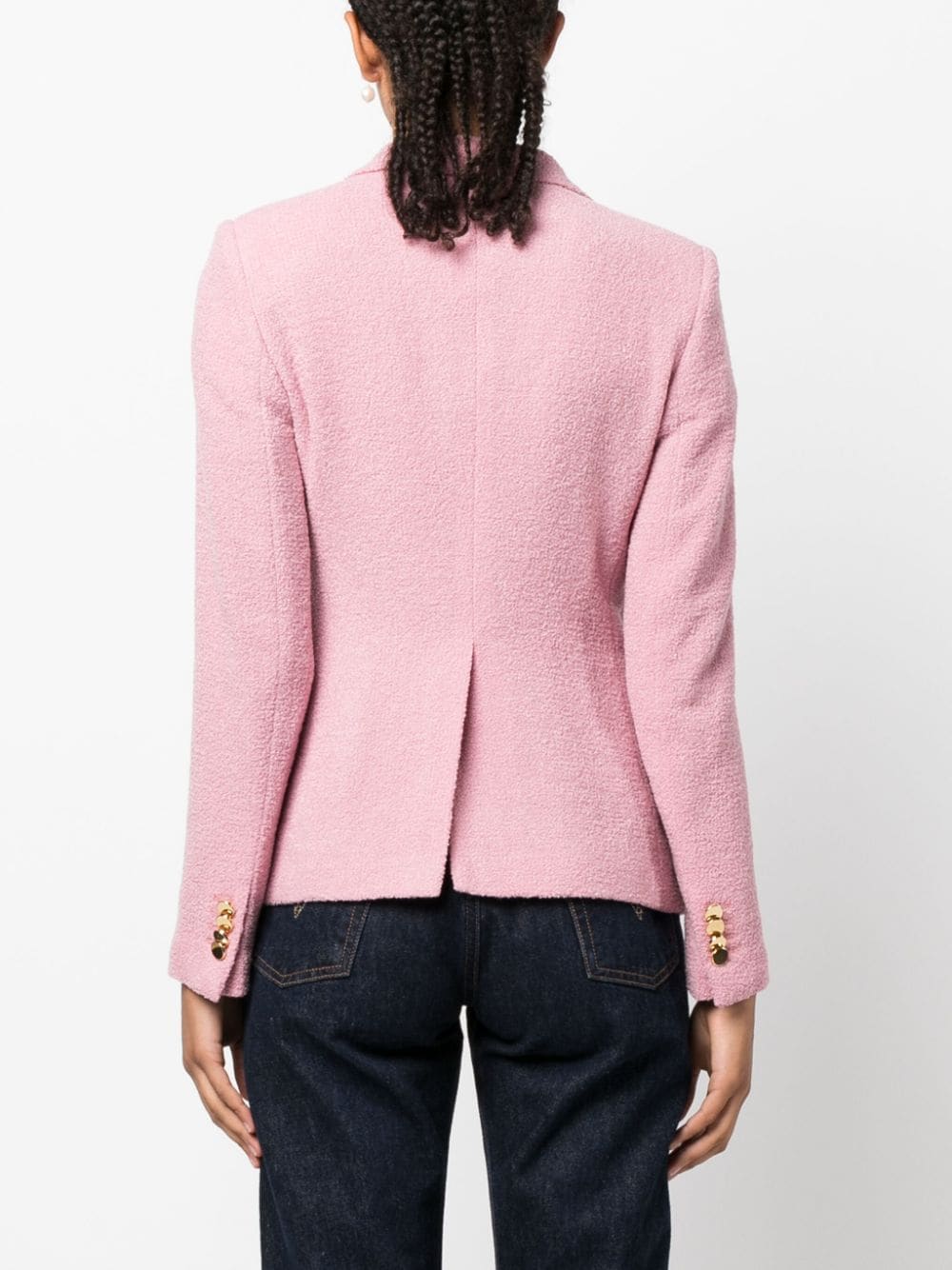 Shop Tagliatore Double-breasted Virgin Wool-blend Blazer In Pink